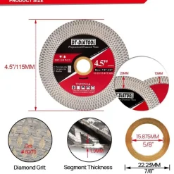 DT-DIATOOL Diamant-Trennscheibe 115mm x 22.23mm, 2 Stück - für Porzellan