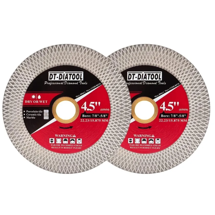 DT-DIATOOL Diamant-Trennscheibe 115mm x 22.23mm, 2 Stück - für Porzellan