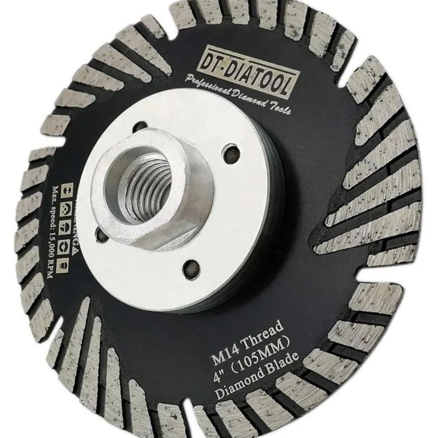 DT-DIATOOL Diamant Trennscheibe 105 mm M14 Turbo Sägeblatt mit Schutzzähnen für