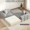 Duraspace 199cm Schlafsofa aus Chenille-Gewebe, klappbar und modular, Grau