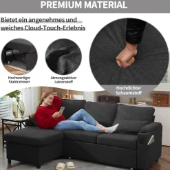 Duraspace Schlafsofa Ausziehbare Schlafcouch L-förmiges Ecksofa mit Stauraum