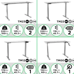 Duronic TM12 GY Tischgestell Höhenverstellbar bis 120 cm für Computertisch