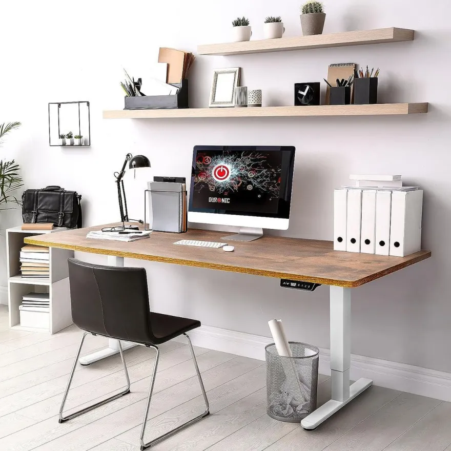 Duronic TM61 WE Höhenverstellbarer Schreibtisch elektrisch Gamer Tischgestell