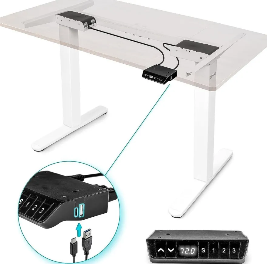 Duronic TM61 WE Höhenverstellbarer Schreibtisch elektrisch Gamer Tischgestell