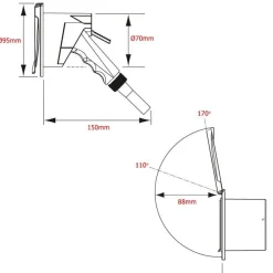 Dusche Einbaugehäuse mit Handbrause und Deckel rund Auto Boot Caravan Camping