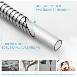 Duschschlauch 3m Edelstahl Hochdruck Brauseschlauch Knickschutz Chrom