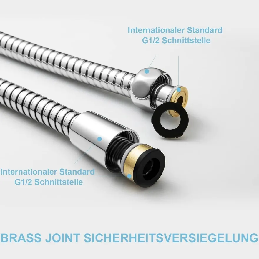 Duschschlauch 3m Edelstahl Hochdruck Brauseschlauch Knickschutz Chrom