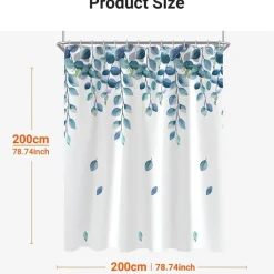 Duschvorhang 200x200cm Grün Blätter Pflanze Antischimmel Textil