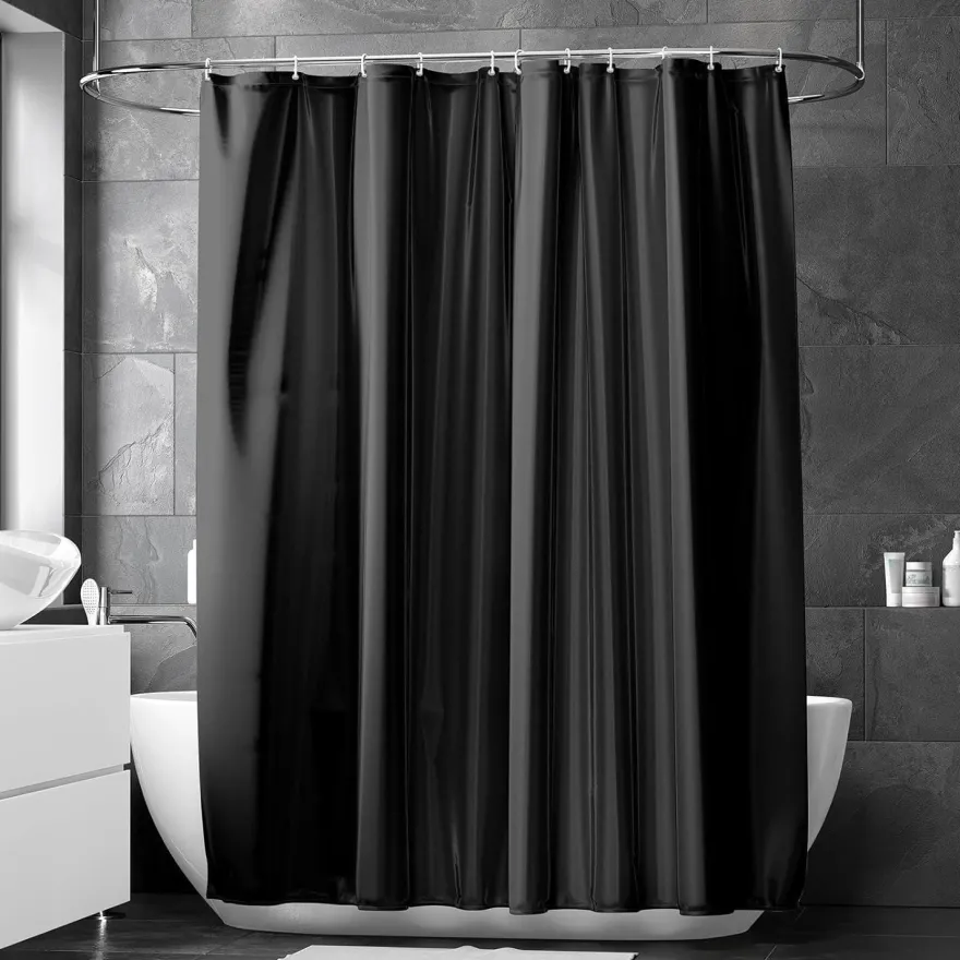 Duschvorhang 240x200cm Schwarz Anti-schimmel Wasserdicht PVC Antibakteriell