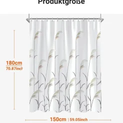 Duschvorhang 150x180cm Weizenohr Antischimmel Wasserdicht Polyester Badevorhang