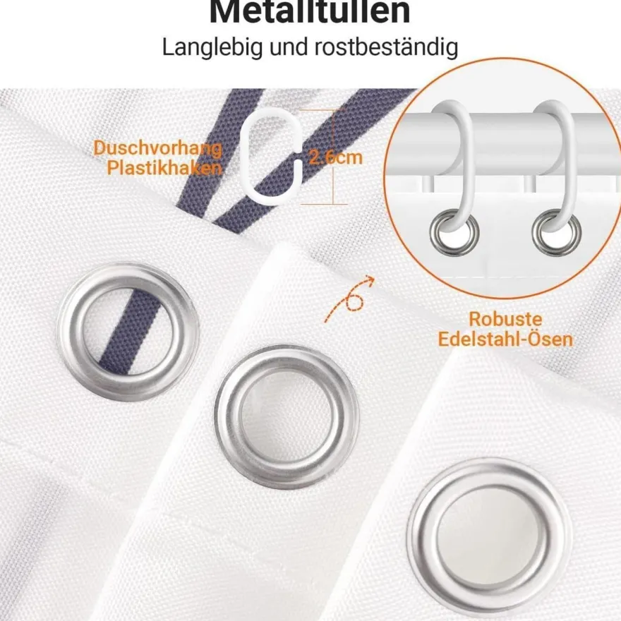 Duschvorhang 150x180cm Weizenohr Antischimmel Wasserdicht Polyester Badevorhang