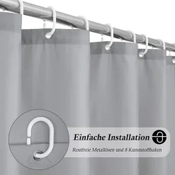 Duschvorhang 120x200 Grau Textil Stoff, Anti-Schimmel, Wasserdicht, Waschbar