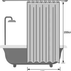 Duschvorhang 120x200 Grau Textil Stoff, Anti-Schimmel, Wasserdicht, Waschbar