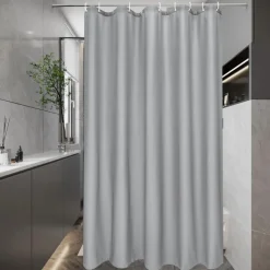 Duschvorhang 120x200 Grau Textil Stoff, Anti-Schimmel, Wasserdicht, Waschbar