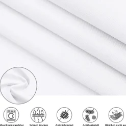Duschvorhang 180x210 Weiß Textil Stoff Wasserdicht Anti-Schimmel 12 Ringe