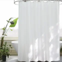 Duschvorhang 180x210 Weiß Textil Stoff Wasserdicht Anti-Schimmel 12 Ringe