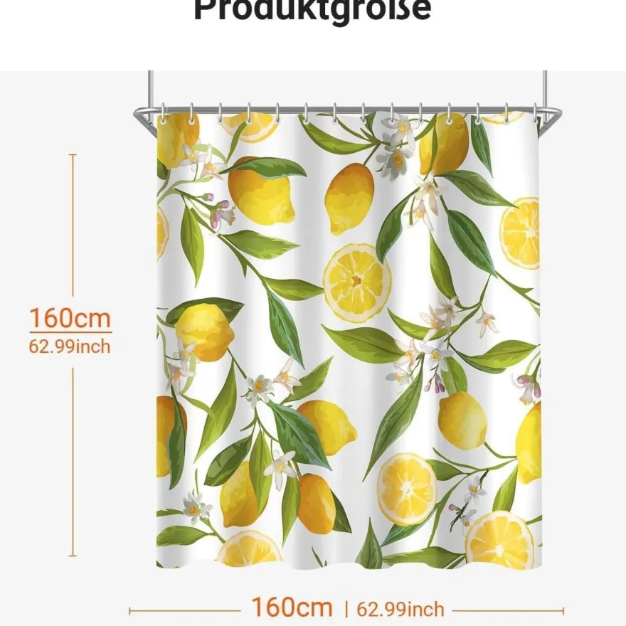Duschvorhang Zitrone Blatt 240x180cm Antischimmel, Wasserabweisend