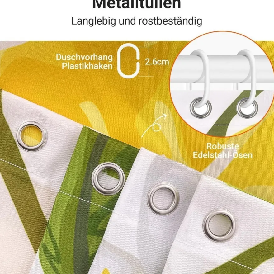 Duschvorhang Zitrone Blatt 240x180cm Antischimmel, Wasserabweisend