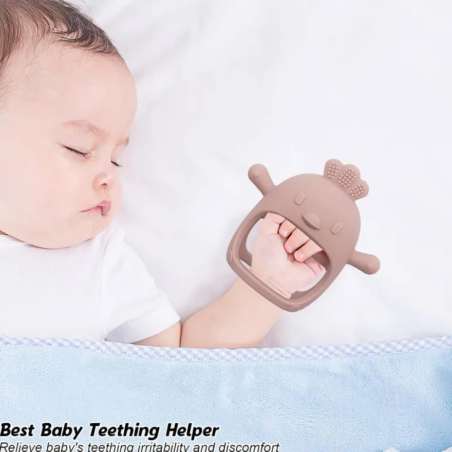 Dzpuhuojz Beißring Baby 2 Stück, Zahnungshilfe ab 3 Monate, Handschuh