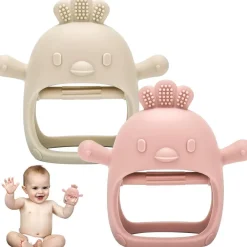 Dzpuhuojz Beißring Baby 2 Stück, Zahnungshilfe ab 3 Monate, Handschuh