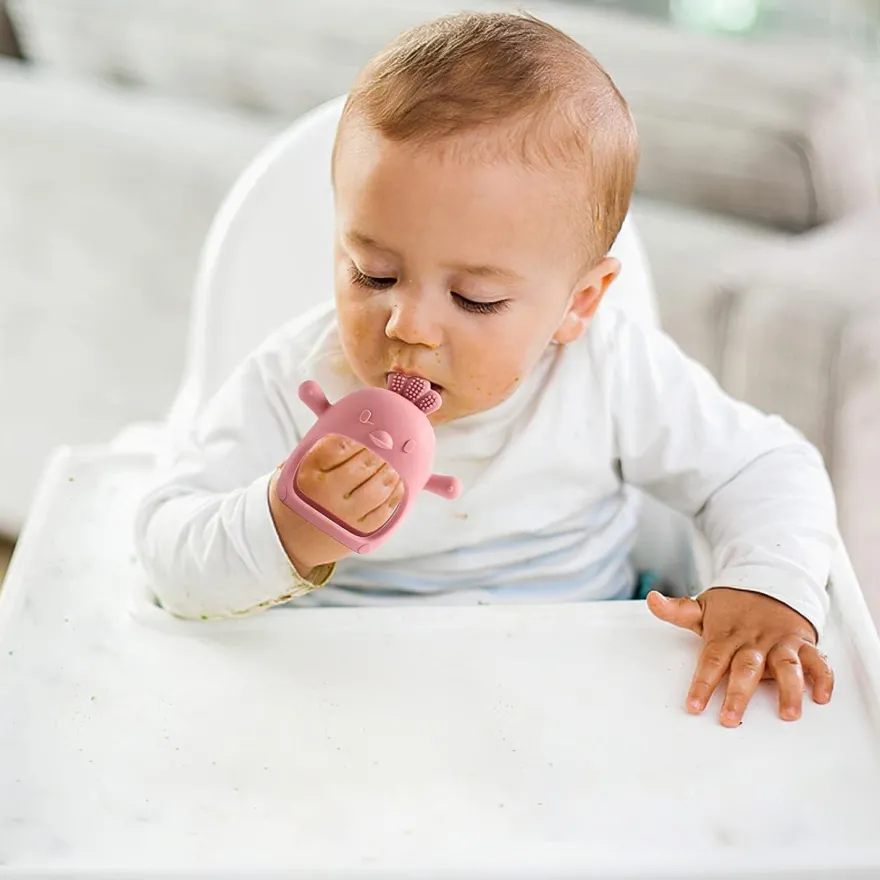 Dzpuhuojz Beißring Baby 2 Stück, Zahnungshilfe ab 3 Monate, Handschuh