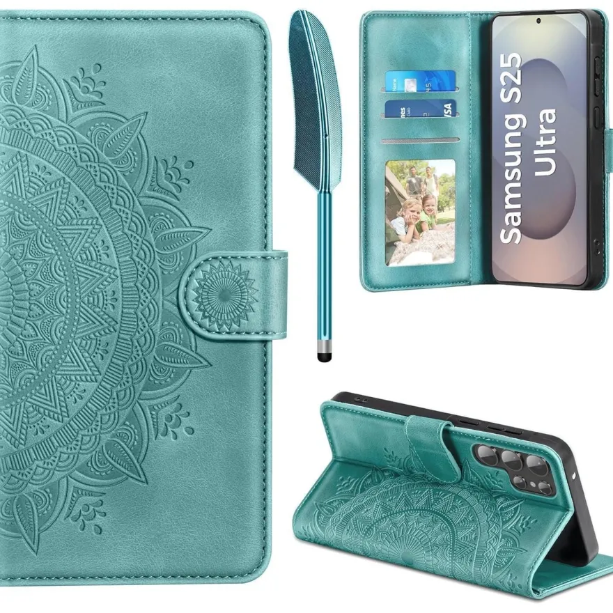 EASDNB Handyhülle für Samsung Galaxy S25 Ultra, Premium Flip Wallet Lederoptik