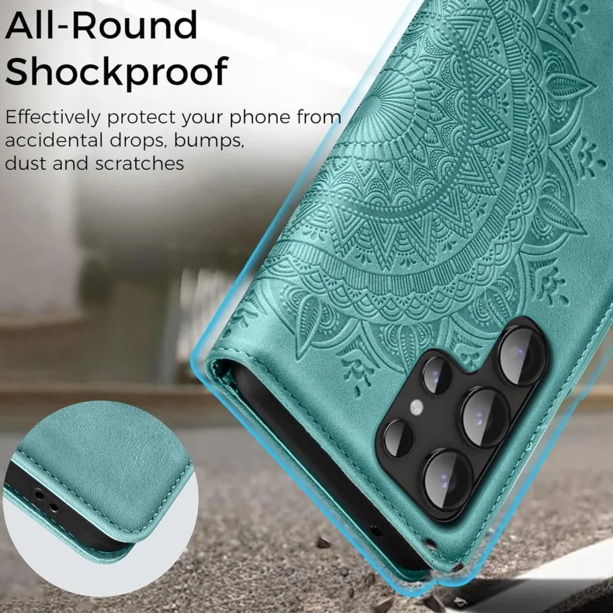 EASDNB Handyhülle für Samsung Galaxy S25 Ultra, Premium Flip Wallet Lederoptik