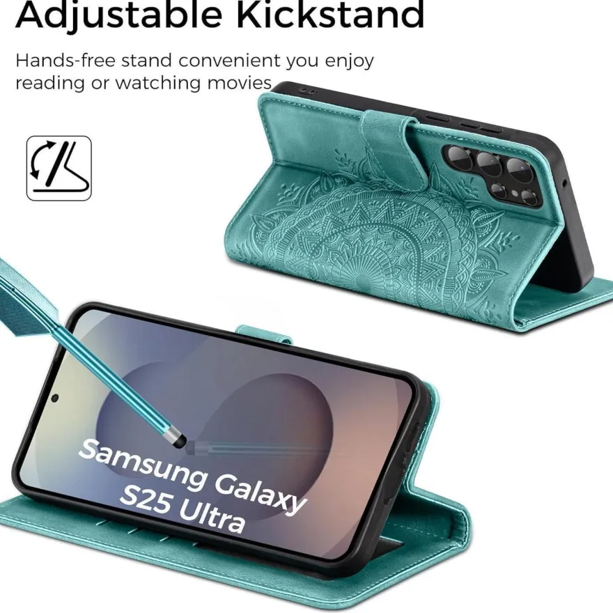 EASDNB Handyhülle für Samsung Galaxy S25 Ultra, Premium Flip Wallet Lederoptik