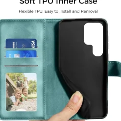 EASDNB Handyhülle für Samsung Galaxy S25 Ultra, Premium Flip Wallet Lederoptik