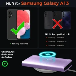 EASDNB Handyhülle für Samsung Galaxy A13 5G/4G/A04S, Wallet Flip in Lederoptik