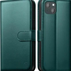 EASDNB iPhone 13 Klapphülle Grün mit RFID Schutz