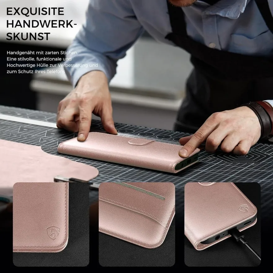 EASDNB iPhone 13 Klapphülle Roségold 6 Karten