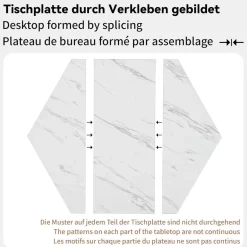 Easexcy Sechseckiger Marmor-Esstisch mit goldenem Ast-Gestell - Elegant für