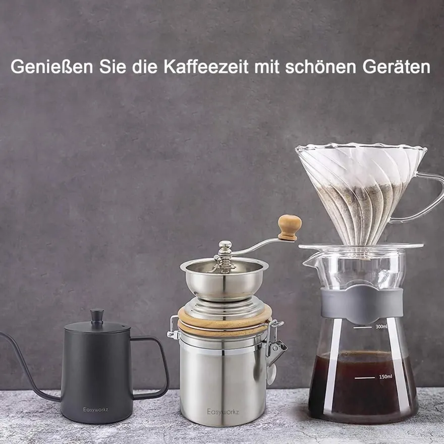 Easyworkz Manuelle Kaffeemühle Edelstahl Einstellbar Espresso Silber
