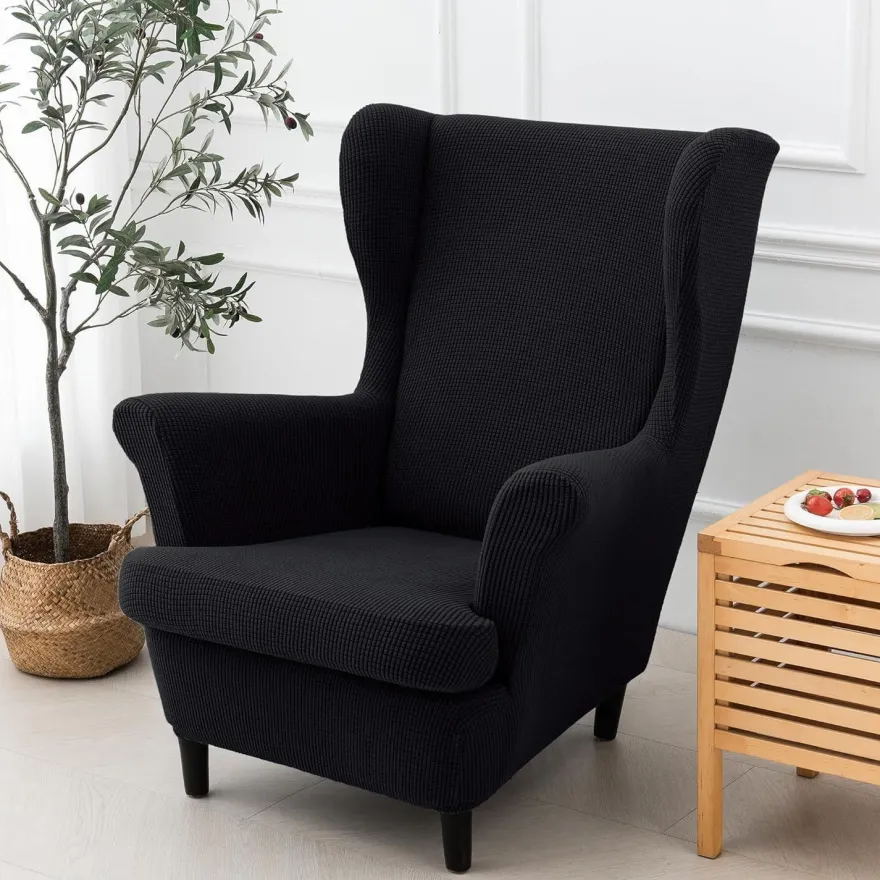 EBETA 2-teiliger Ohrensesselbezug aus Jacquard-Stretch, elastisch, waschbar