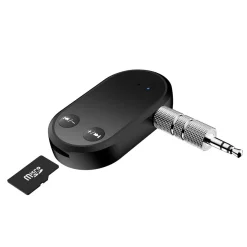E25C 2in1 Bluetooth 5.0 Audio Empfänger AUX 3,5mm Adapter mit TF Slot, Kabellos Musik