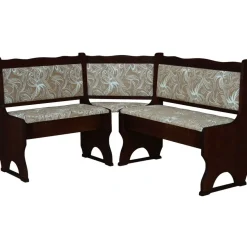 Eckbank Nuss Farbe mit Polsterung Massivholz Kiefer Holz, Grau, Braun, Ökoleder- Neu