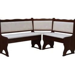 Eckbank Nuss Farbe mit Polsterung Massivholz Kiefer Holz, Grau, Braun, Ökoleder- Neu