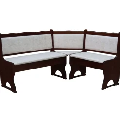 Eckbank Nuss Farbe mit Polsterung Massivholz Kiefer Holz, Grau, Braun, Ökoleder- Neu