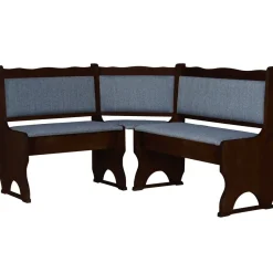 Eckbank Nuss Farbe mit Polsterung Massivholz Kiefer Holz, Grau, Braun, Ökoleder- Neu