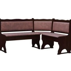 Eckbank Nuss Farbe mit Polsterung Massivholz Kiefer Holz, Grau, Braun, Ökoleder- Neu