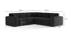 Ecksofa Designersofa CELES Premium Stoff Ascot Bukla Beige Seite Universal