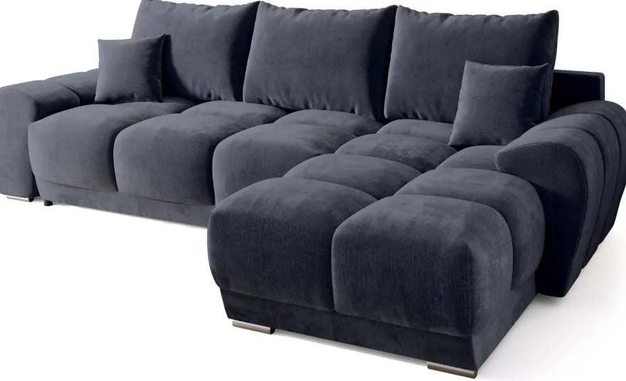 Ecksofa NUBES L-Form mit Schlaffunktion, Eckcouch mit Bettkasten Samtstoff