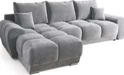 Ecksofa NUBES L-Form mit Schlaffunktion, Eckcouch mit Bettkasten Samtstoff