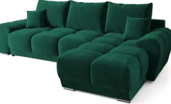 Ecksofa NUBES L-Form mit Schlaffunktion, Eckcouch mit Bettkasten Samtstoff