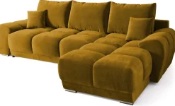 Ecksofa NUBES L-Form mit Schlaffunktion, Eckcouch mit Bettkasten Samtstoff