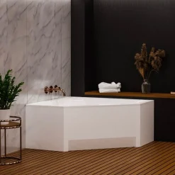 ECOLAM Badewanne 140x140 Irma Acrylwanne Eckwanne Wanne Schürze Siphon Viega GRATIS