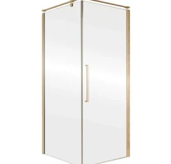 ECOLAM Duschkabine 90x90 200 cm Fresh gold golden Viereck Duschabtrennung Klarglas