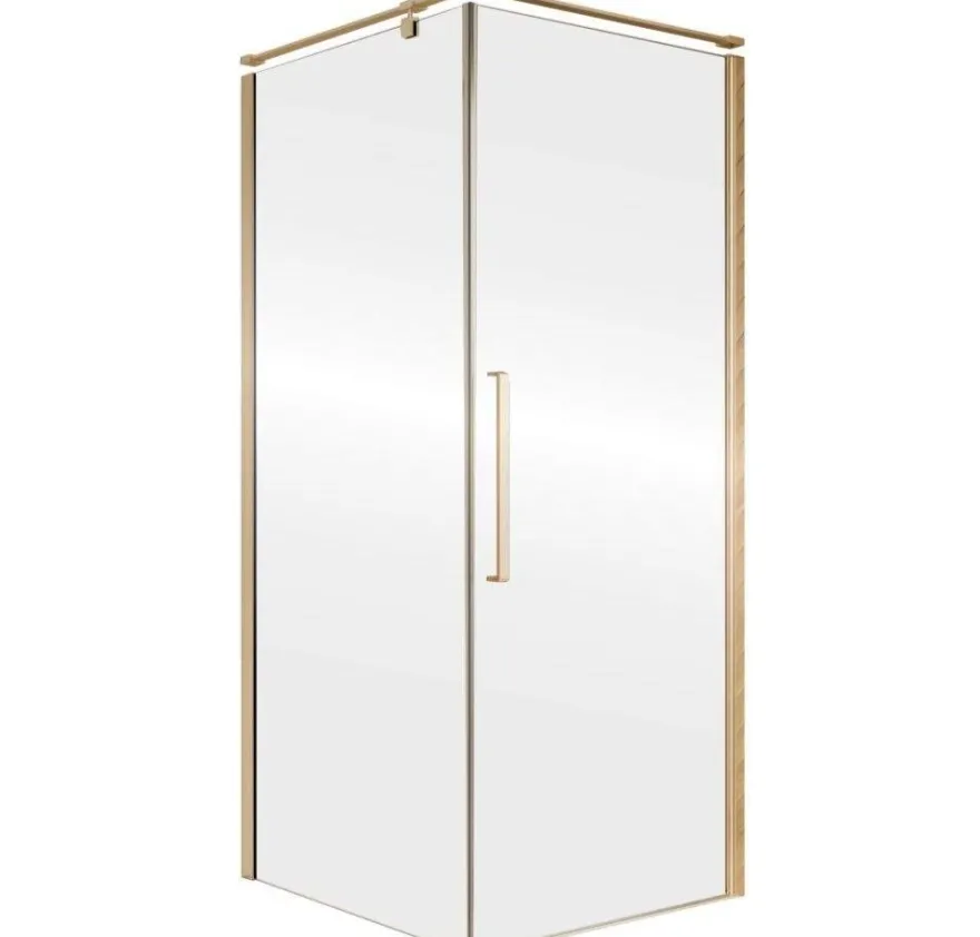 ECOLAM Duschkabine 90x90 200 cm Fresh gold golden Viereck Duschabtrennung Klarglas