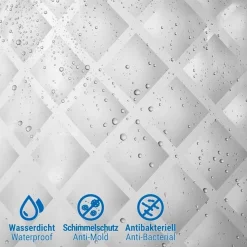 Ecooe 3D Rhombus Transparenter Duschvorhang 240x200cm Anti-Schimmel Eva-Material